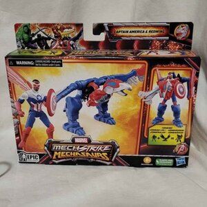 Marvel Mech Strike Mechasaurs 4" Captain America & Redwing Mech Suit Figure